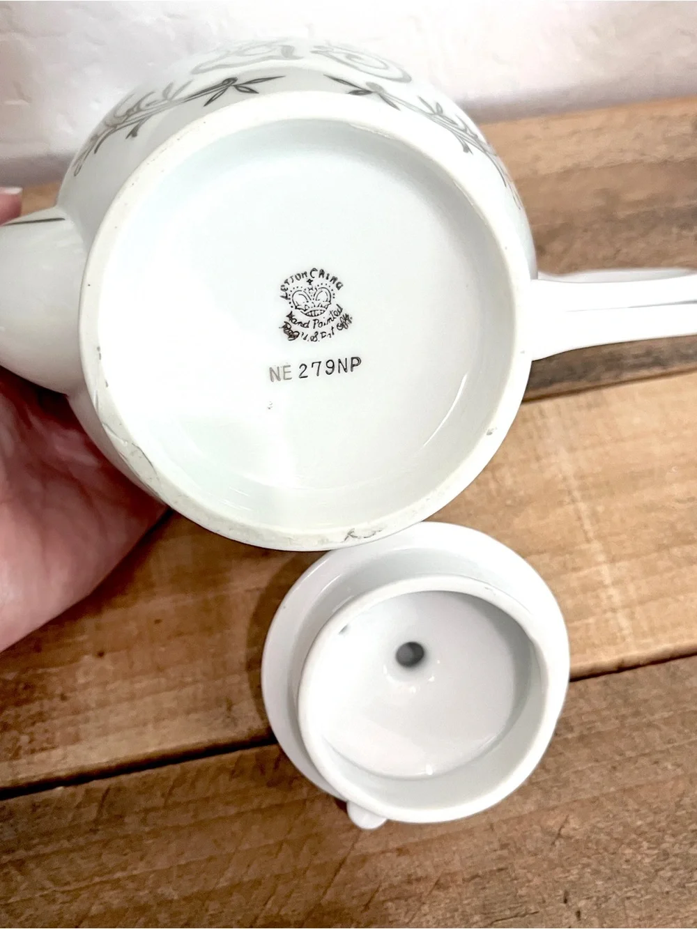 Vintage Lefton China 25th Anniversary Teapot NE279NP White Silver